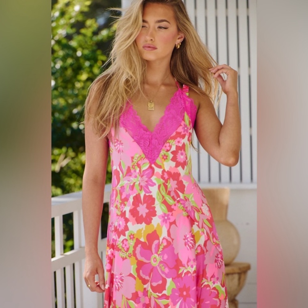 Free People Floral Pink All Lace Summer Maxi • Nightgown - Picture 2 of 9